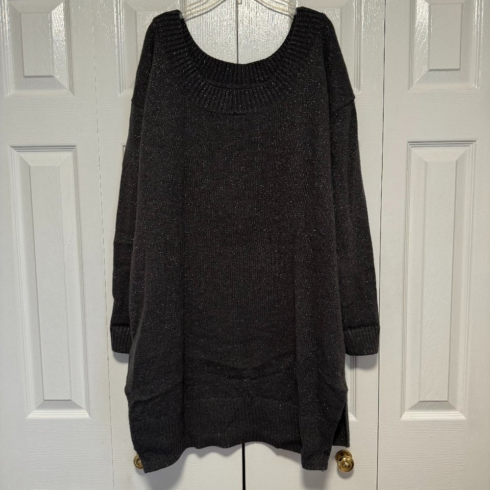 GAP Sweater Boatneck Midi Dress Charcoal Heather - Sz Large Excellent Condition